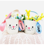 Panier de Pâques lapin personnalisé – Sac à friandises pour enfants (2 couleurs)