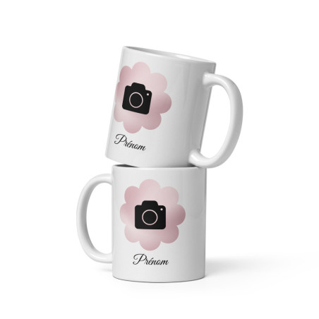 Mug Personnalisé Fleuri avec Prénom & Photo – Cadeau Unique