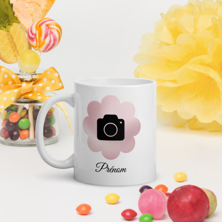 Mug Personnalisé Fleuri avec Prénom & Photo – Cadeau Unique